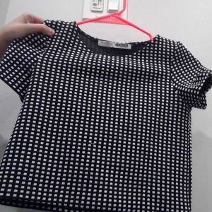 White & Black Checked Crop Top